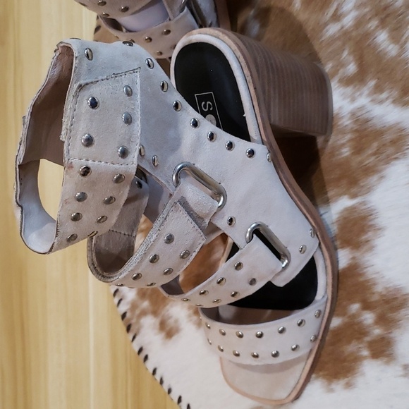 Sol Sana Studded Multi Strap Suede Leather Heeled Sandals Size 7.5 - Picture 6 of 10